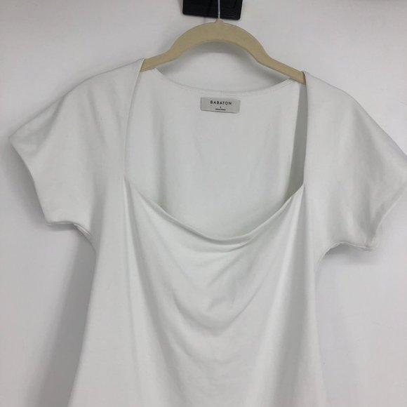 Aritzia Babaton Contour Straight Neck Bodysuit Square-neck cap-sleeve bodysuit L - Picture 9 of 16